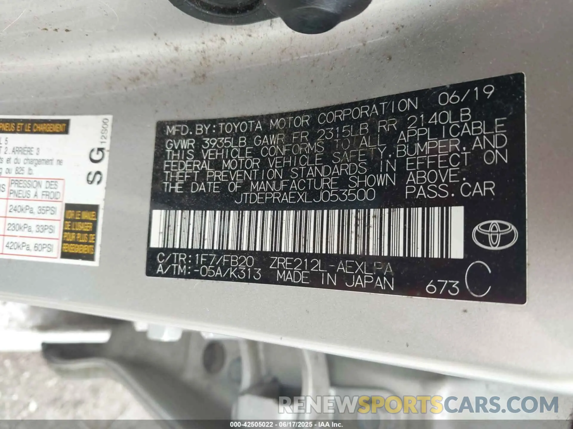 9 Photograph of a damaged car JTDEPRAEXLJ053500 TOYOTA COROLLA 2020