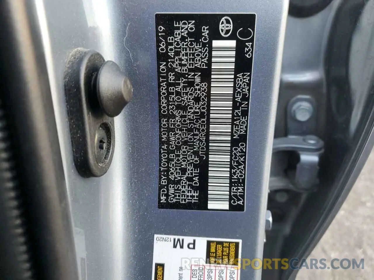 15 Photograph of a damaged car JTDS4RCE0LJ032938 TOYOTA COROLLA 2020
