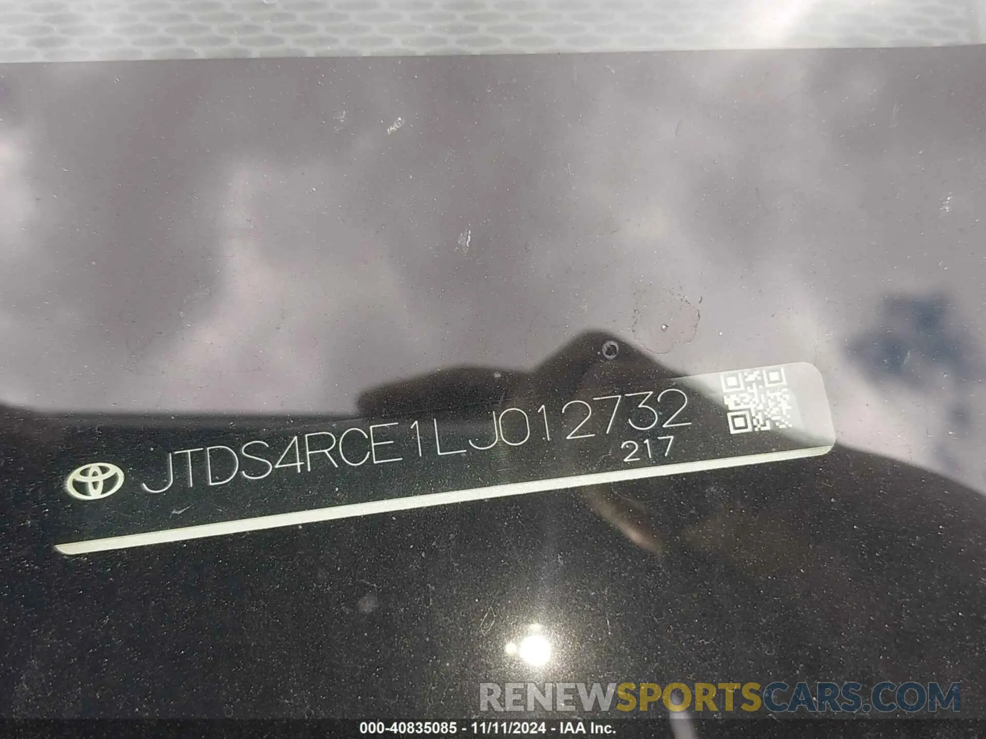 9 Photograph of a damaged car JTDS4RCE1LJ012732 TOYOTA COROLLA 2020