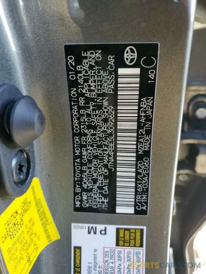 14 Photograph of a damaged car JTNA4RBE5L3092629 TOYOTA COROLLA 2020