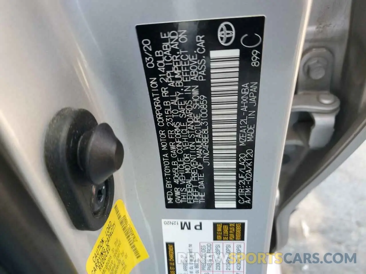 14 Photograph of a damaged car JTNC4RBE8L3100859 TOYOTA COROLLA 2020