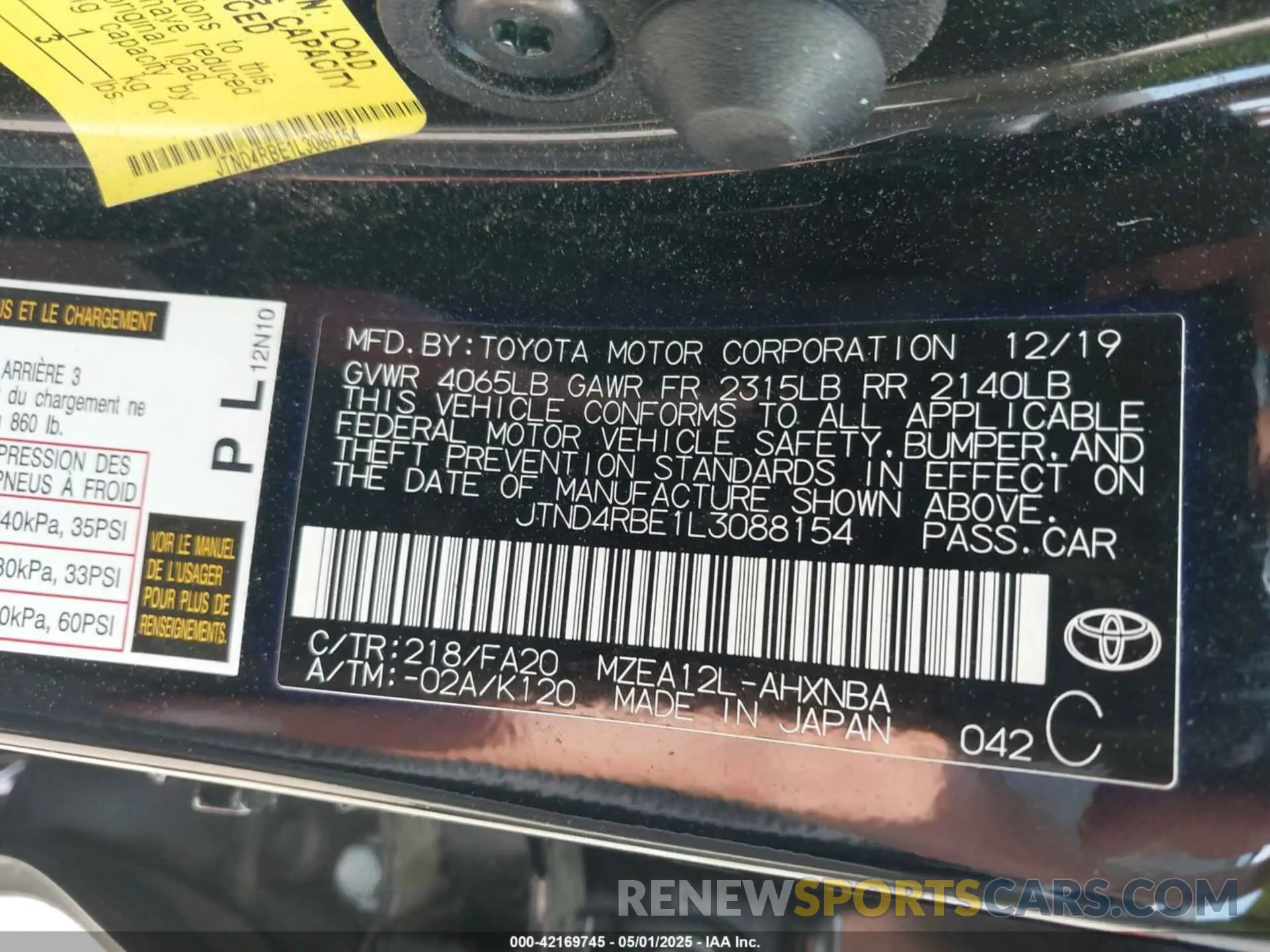 9 Photograph of a damaged car JTND4RBE1L3088154 TOYOTA COROLLA 2020