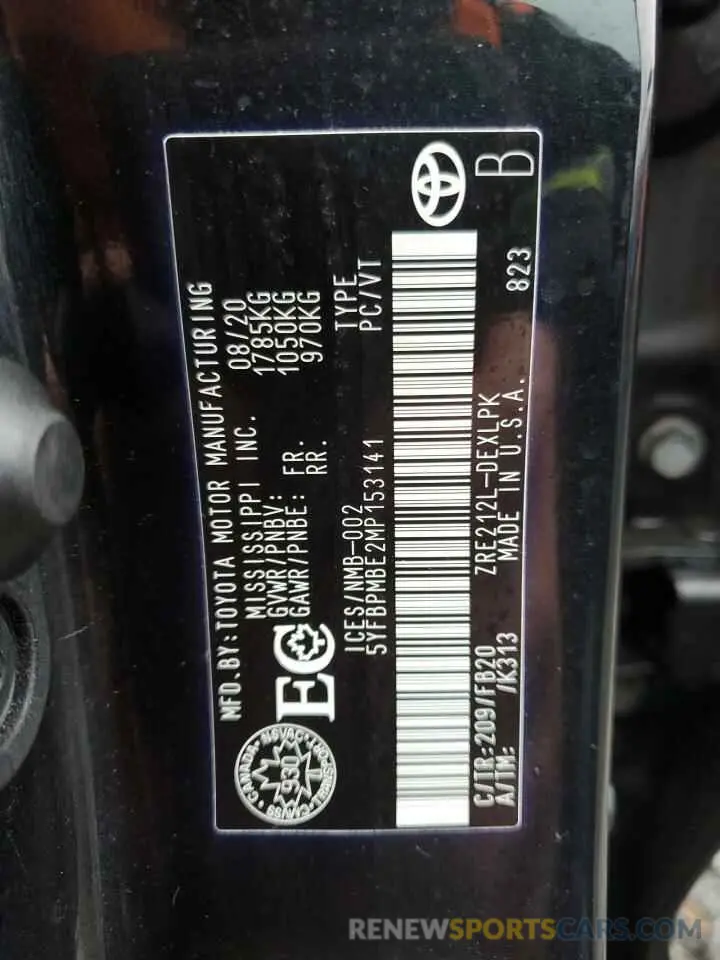 12 Photograph of a damaged car 5YFBPMBE2MP153141 TOYOTA COROLLA 2021