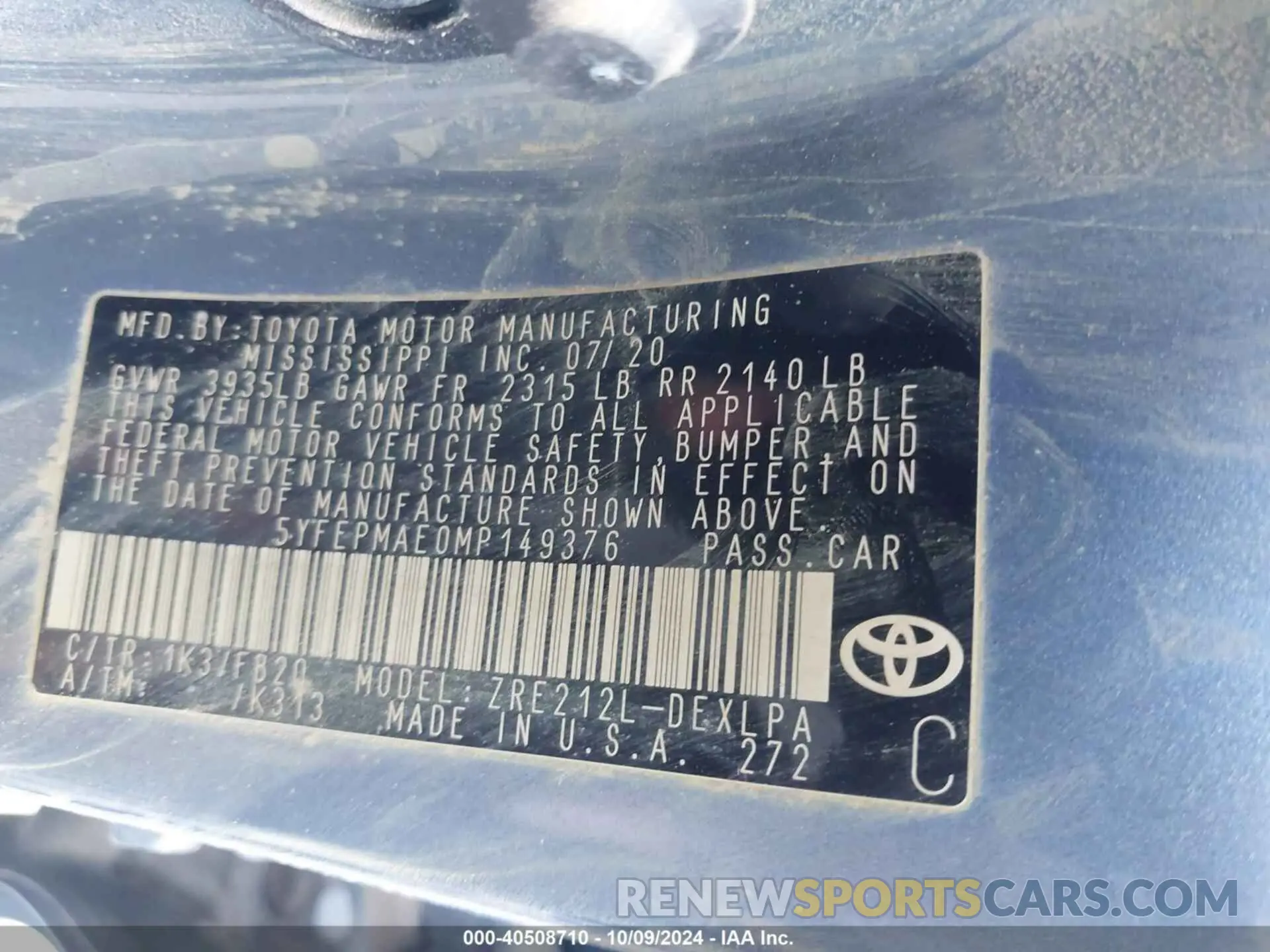 9 Photograph of a damaged car 5YFEPMAE0MP149376 TOYOTA COROLLA 2021