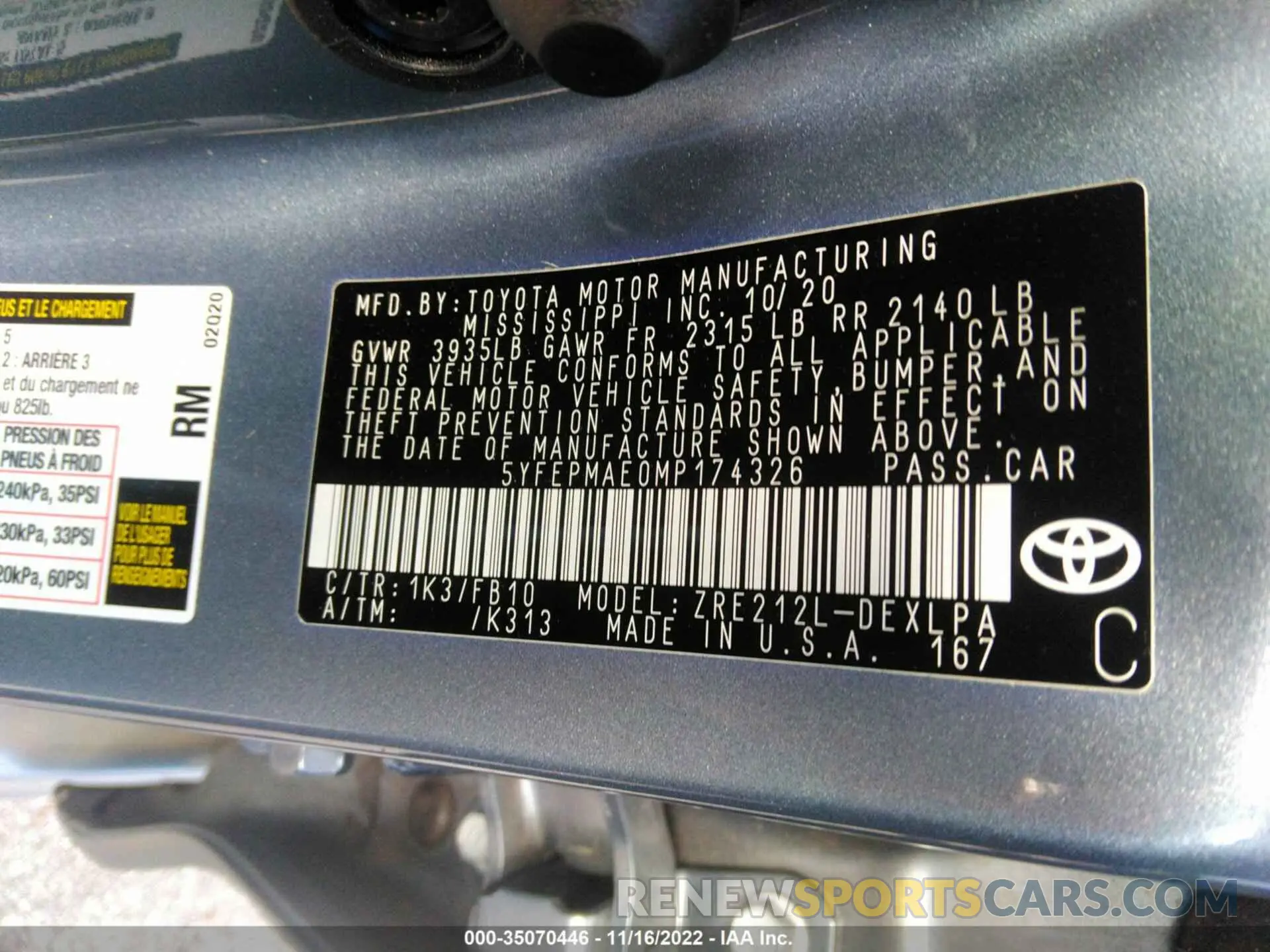 9 Photograph of a damaged car 5YFEPMAE0MP174326 TOYOTA COROLLA 2021