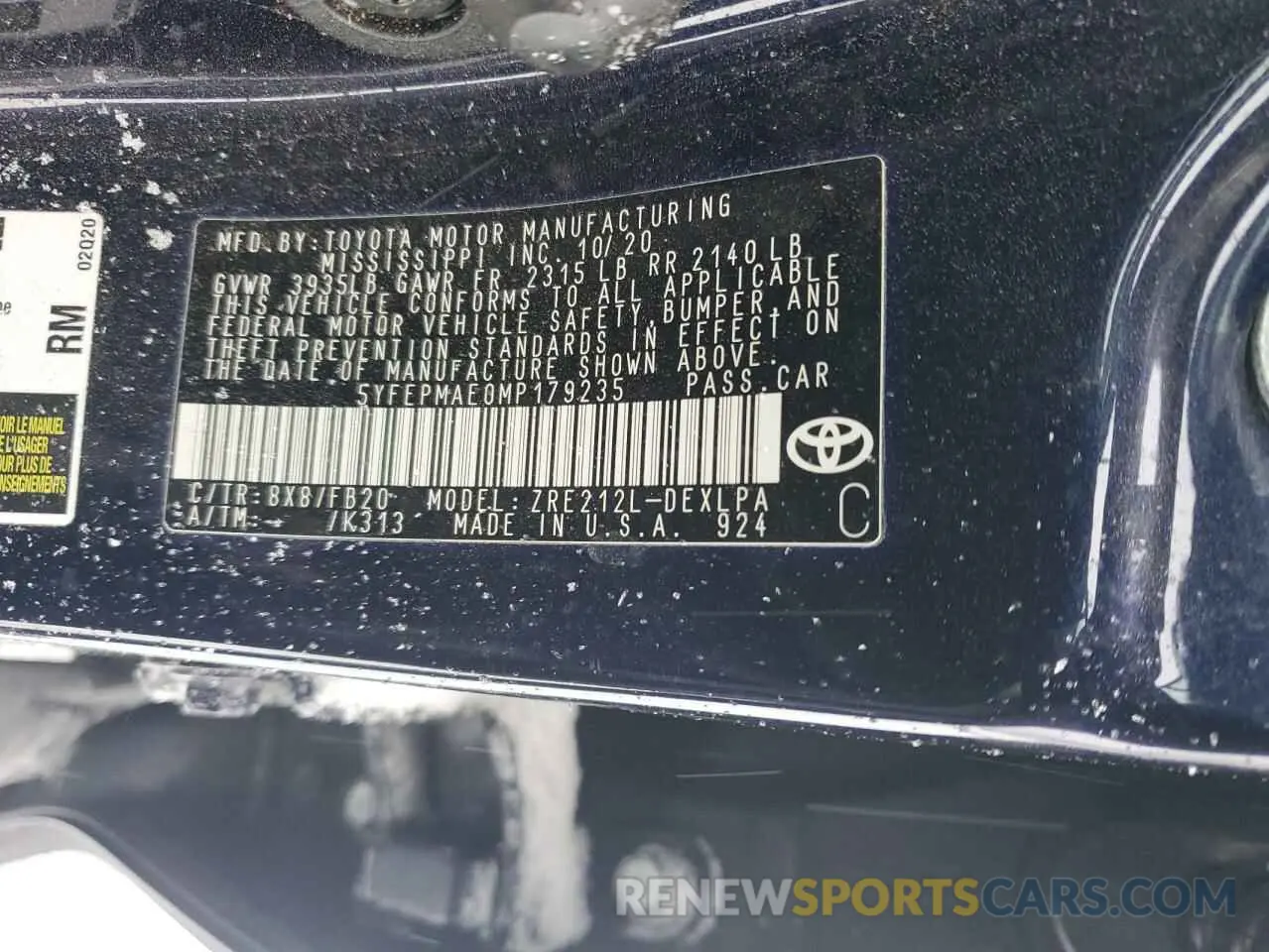 14 Photograph of a damaged car 5YFEPMAE0MP179235 TOYOTA COROLLA 2021