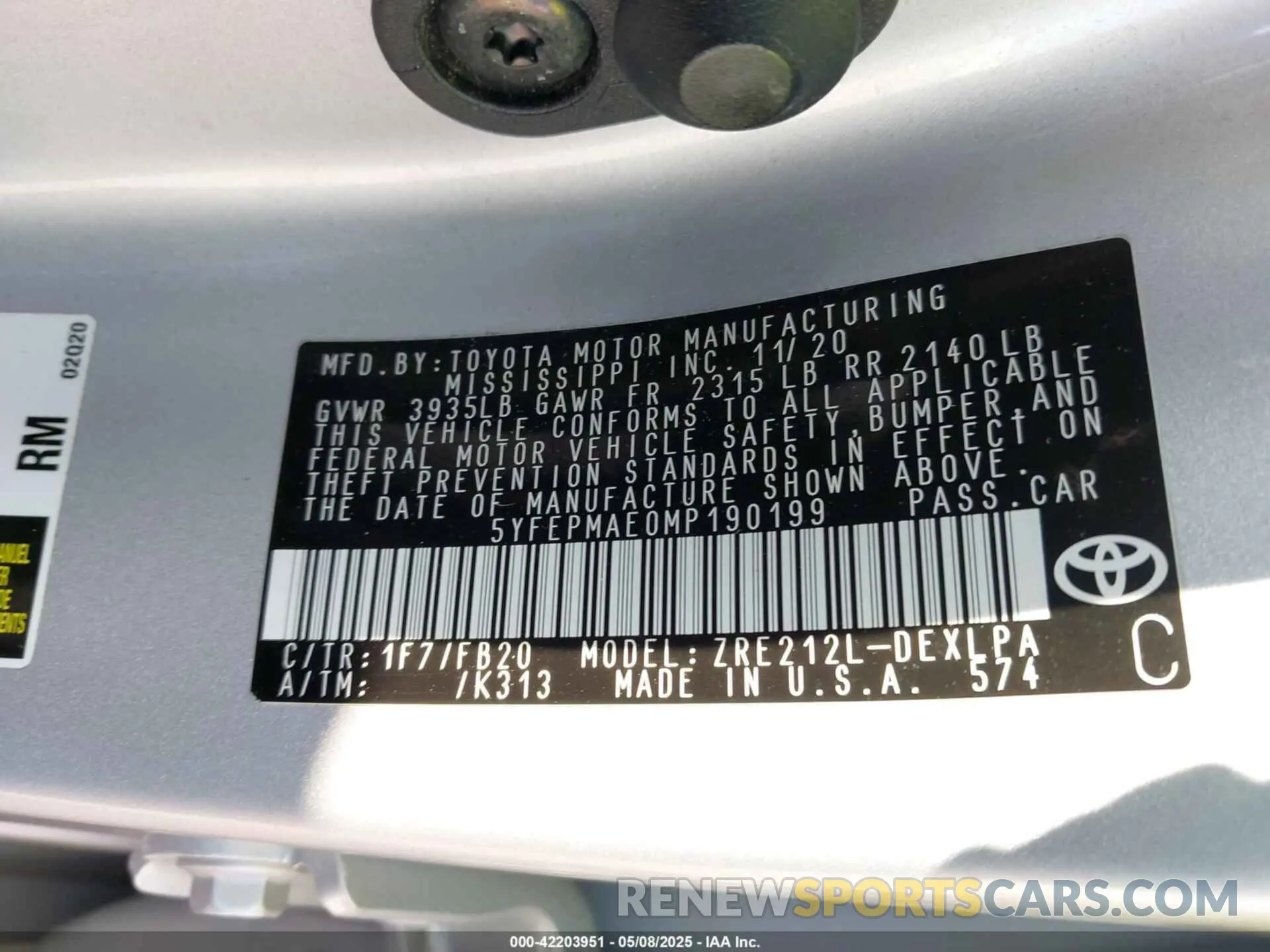 9 Photograph of a damaged car 5YFEPMAE0MP190199 TOYOTA COROLLA 2021