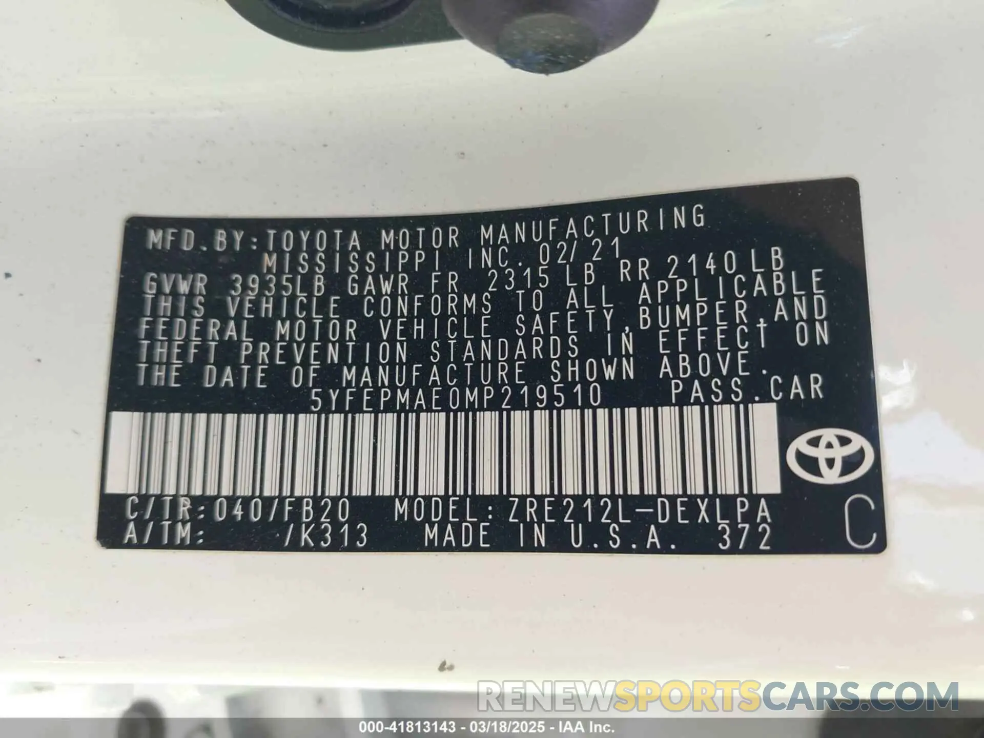 9 Photograph of a damaged car 5YFEPMAE0MP219510 TOYOTA COROLLA 2021