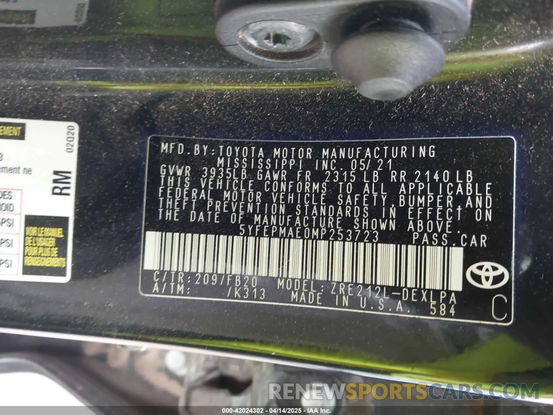 9 Photograph of a damaged car 5YFEPMAE0MP253723 TOYOTA COROLLA 2021