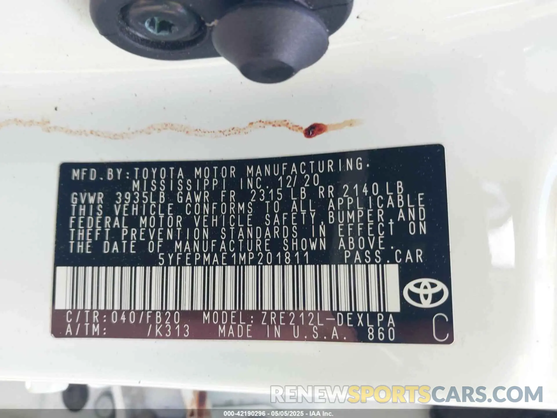 9 Photograph of a damaged car 5YFEPMAE1MP201811 TOYOTA COROLLA 2021