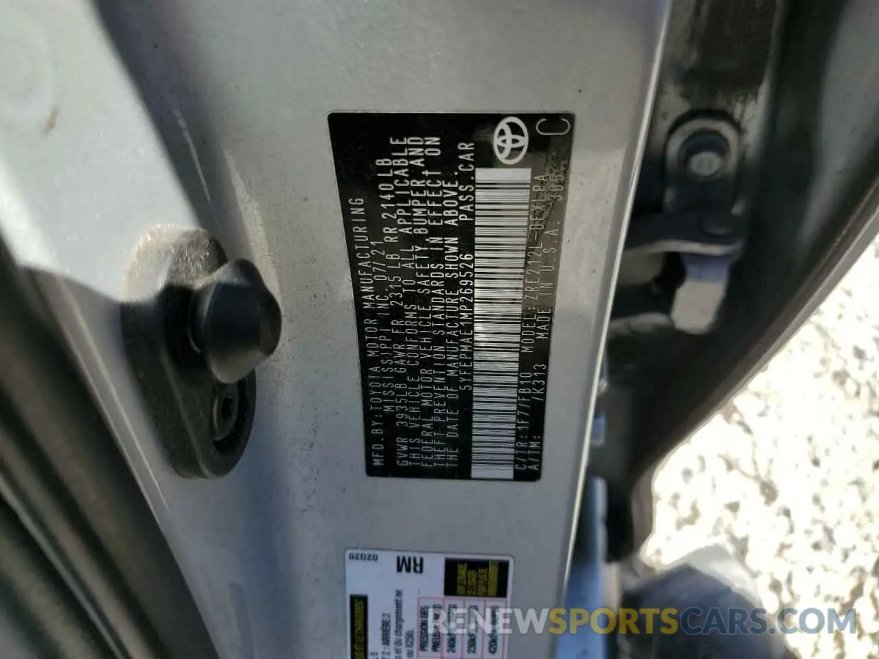12 Photograph of a damaged car 5YFEPMAE1MP269526 TOYOTA COROLLA 2021