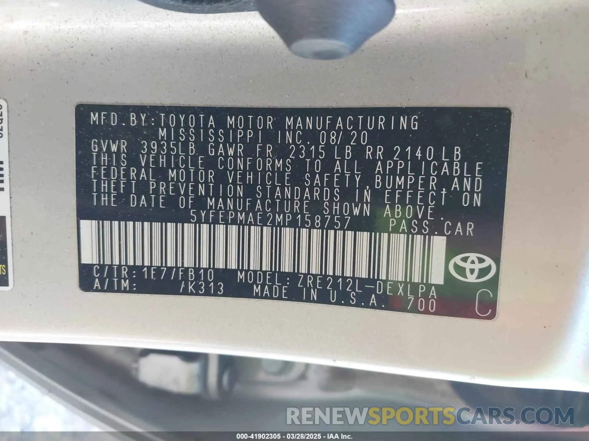 9 Photograph of a damaged car 5YFEPMAE2MP158757 TOYOTA COROLLA 2021