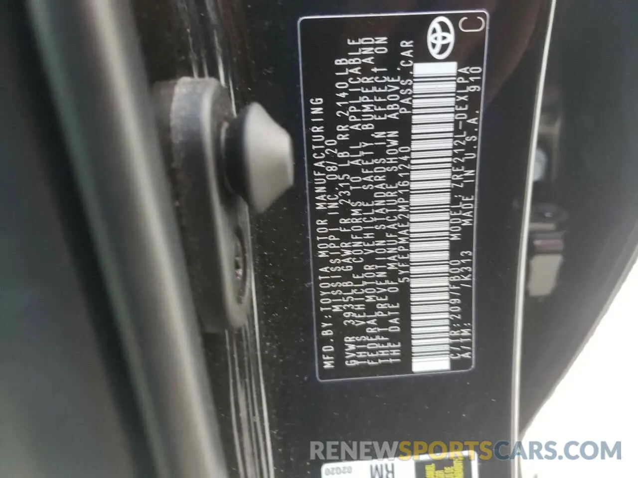 10 Photograph of a damaged car 5YFEPMAE2MP161240 TOYOTA COROLLA 2021