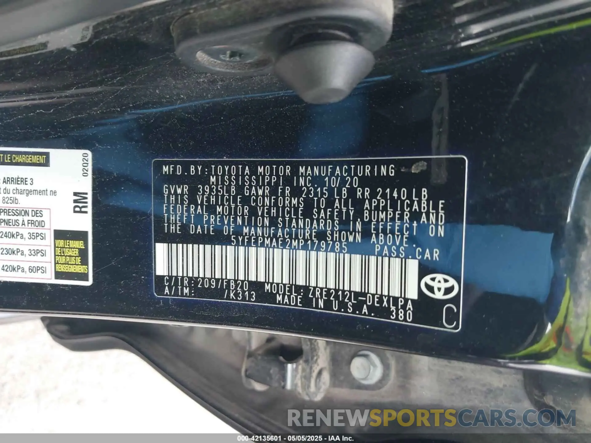 9 Photograph of a damaged car 5YFEPMAE2MP179785 TOYOTA COROLLA 2021