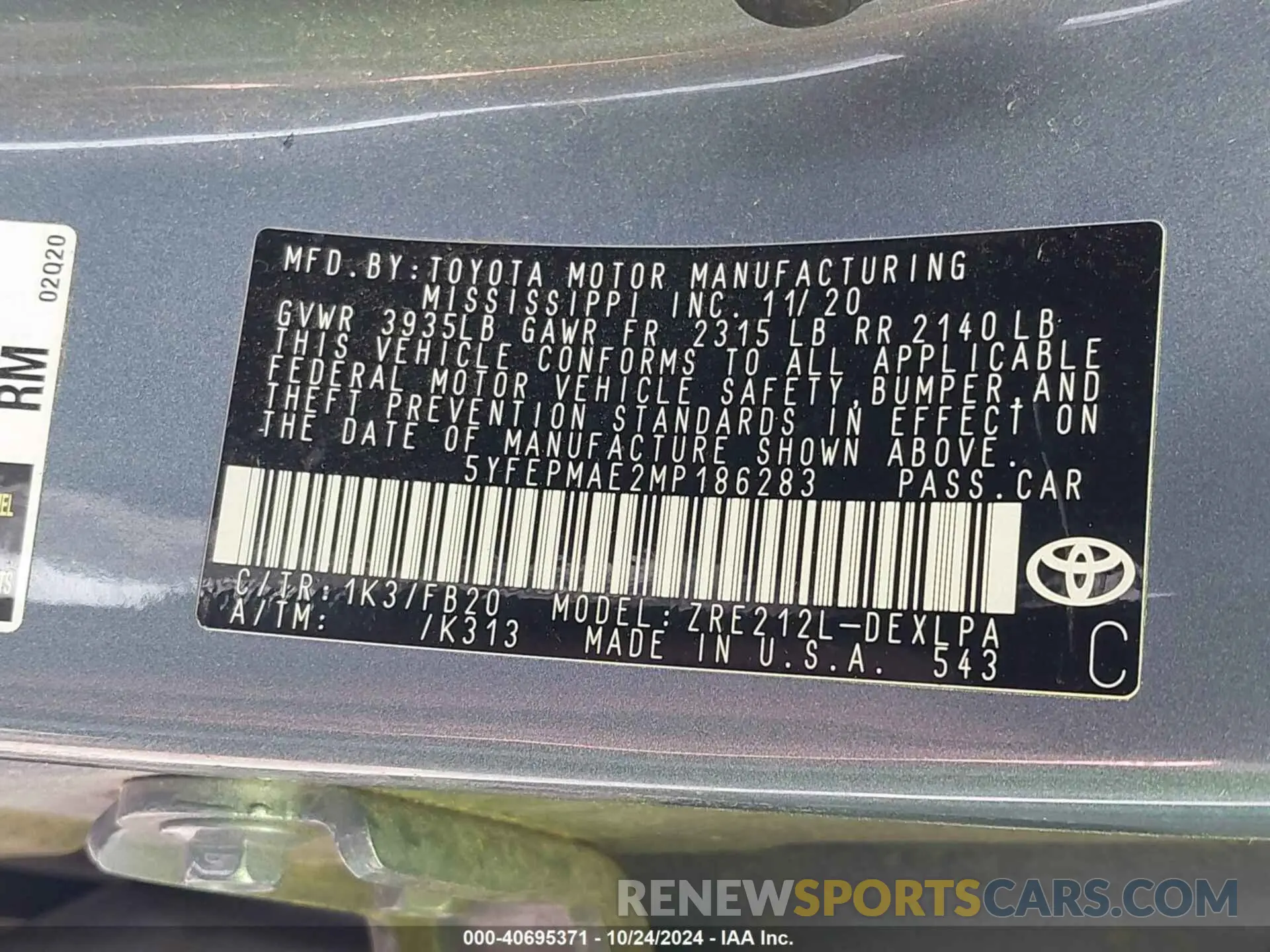 9 Photograph of a damaged car 5YFEPMAE2MP186283 TOYOTA COROLLA 2021