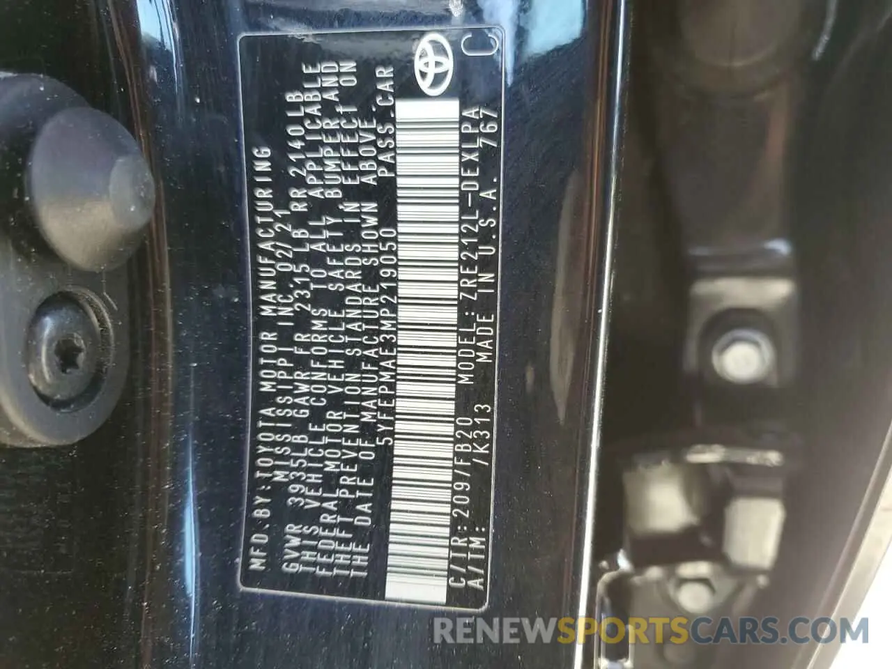 12 Photograph of a damaged car 5YFEPMAE3MP219050 TOYOTA COROLLA 2021