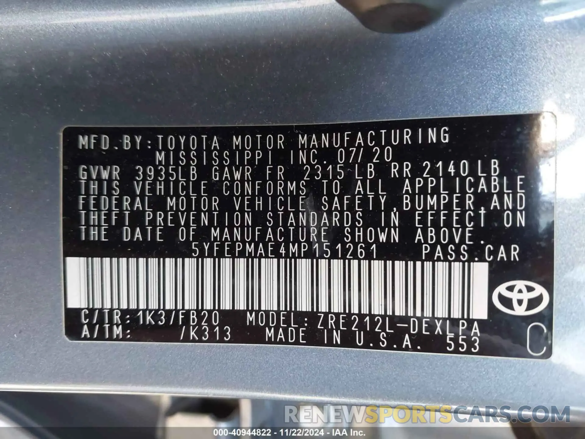 9 Photograph of a damaged car 5YFEPMAE4MP151261 TOYOTA COROLLA 2021
