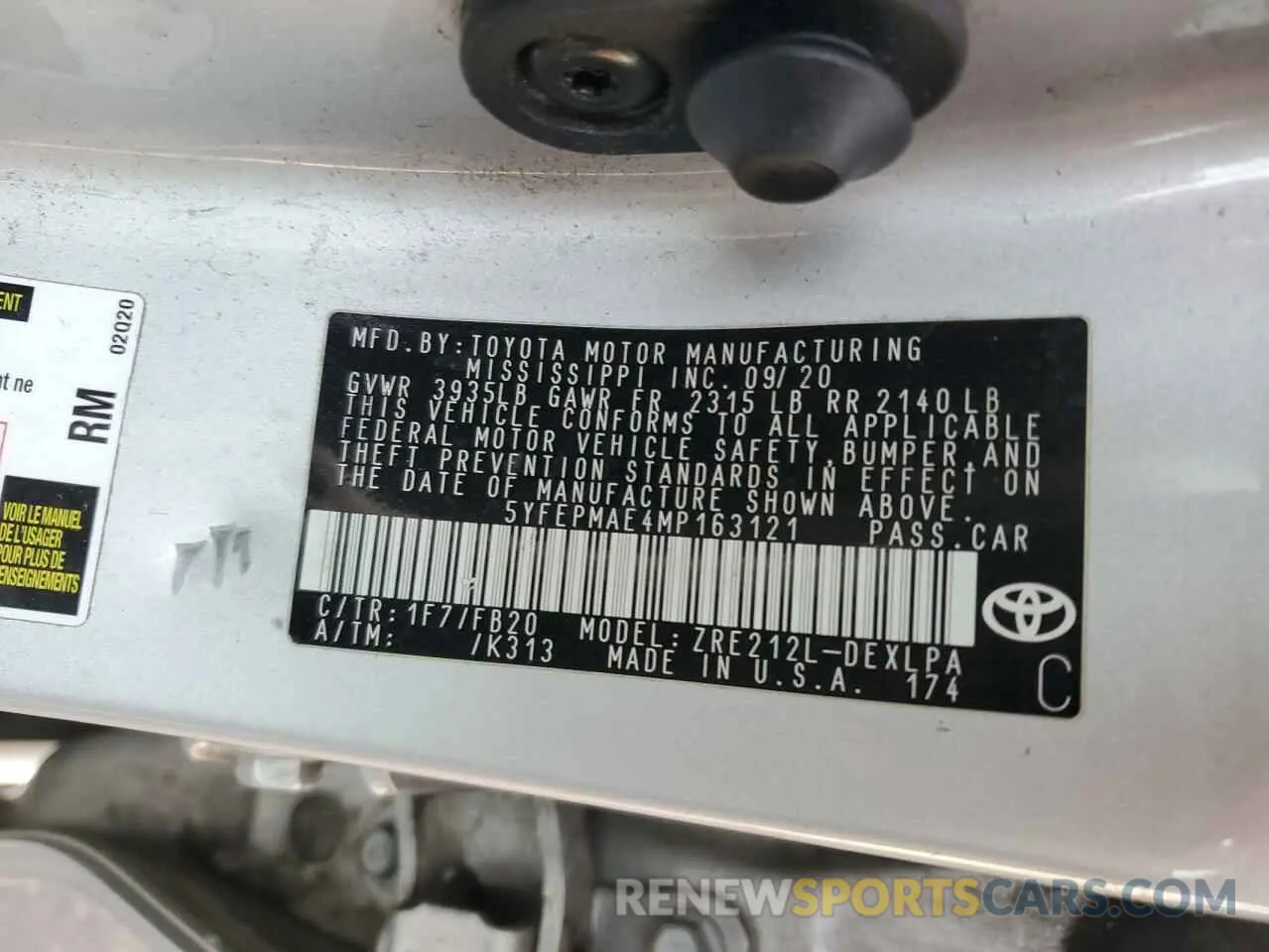 13 Photograph of a damaged car 5YFEPMAE4MP163121 TOYOTA COROLLA 2021