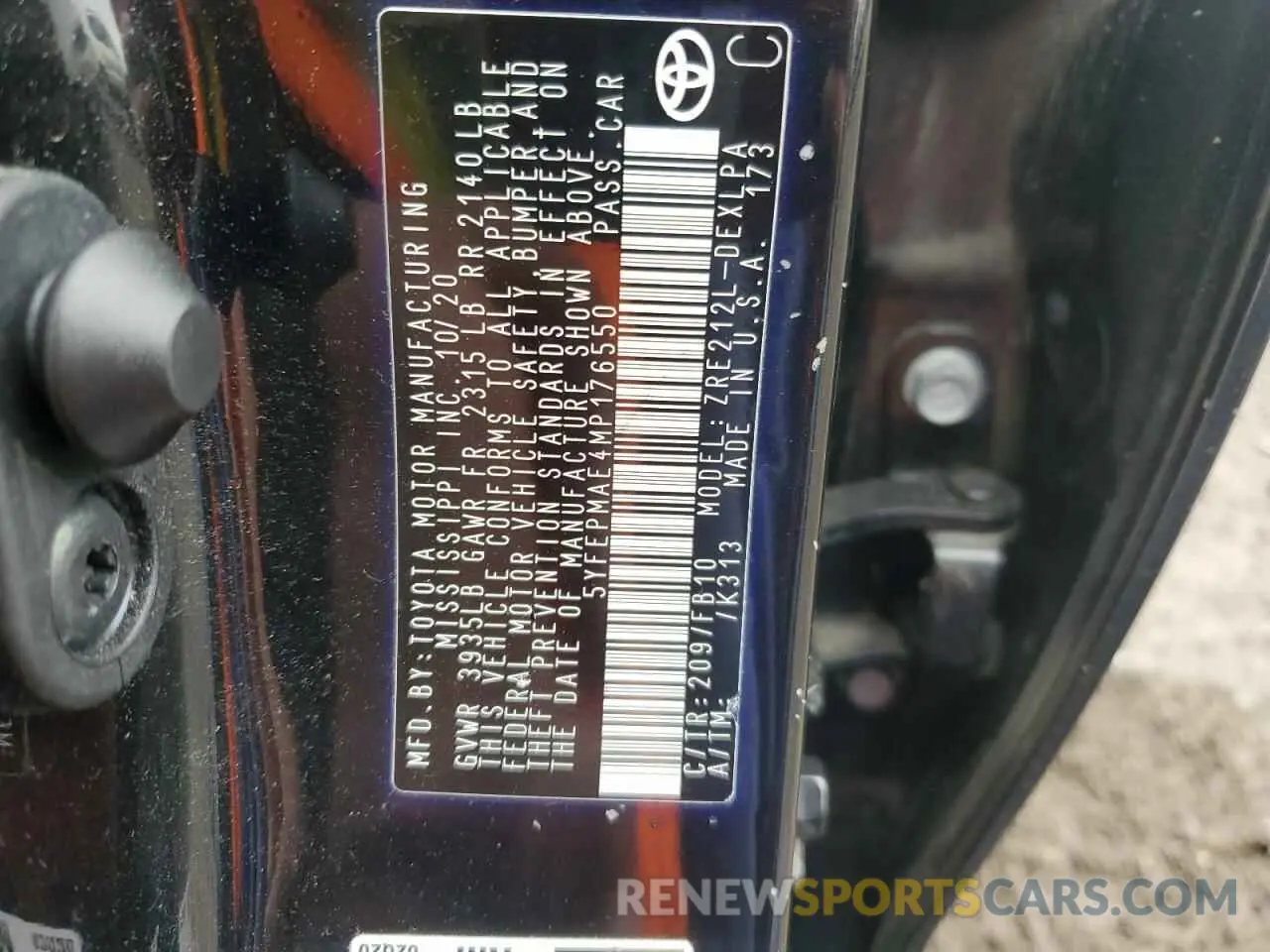 12 Photograph of a damaged car 5YFEPMAE4MP176550 TOYOTA COROLLA 2021
