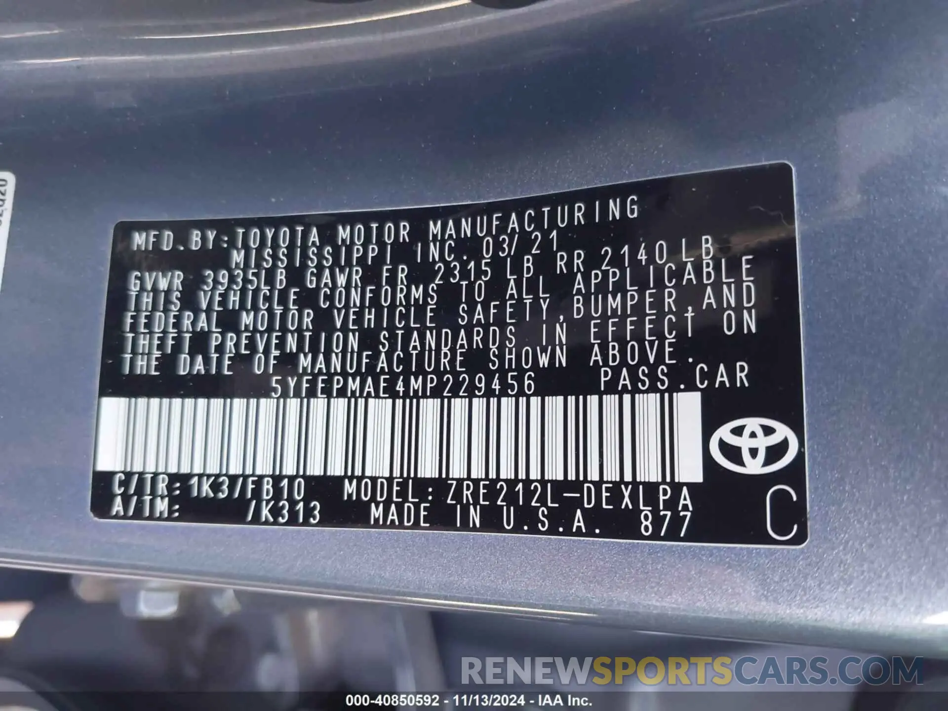 9 Photograph of a damaged car 5YFEPMAE4MP229456 TOYOTA COROLLA 2021