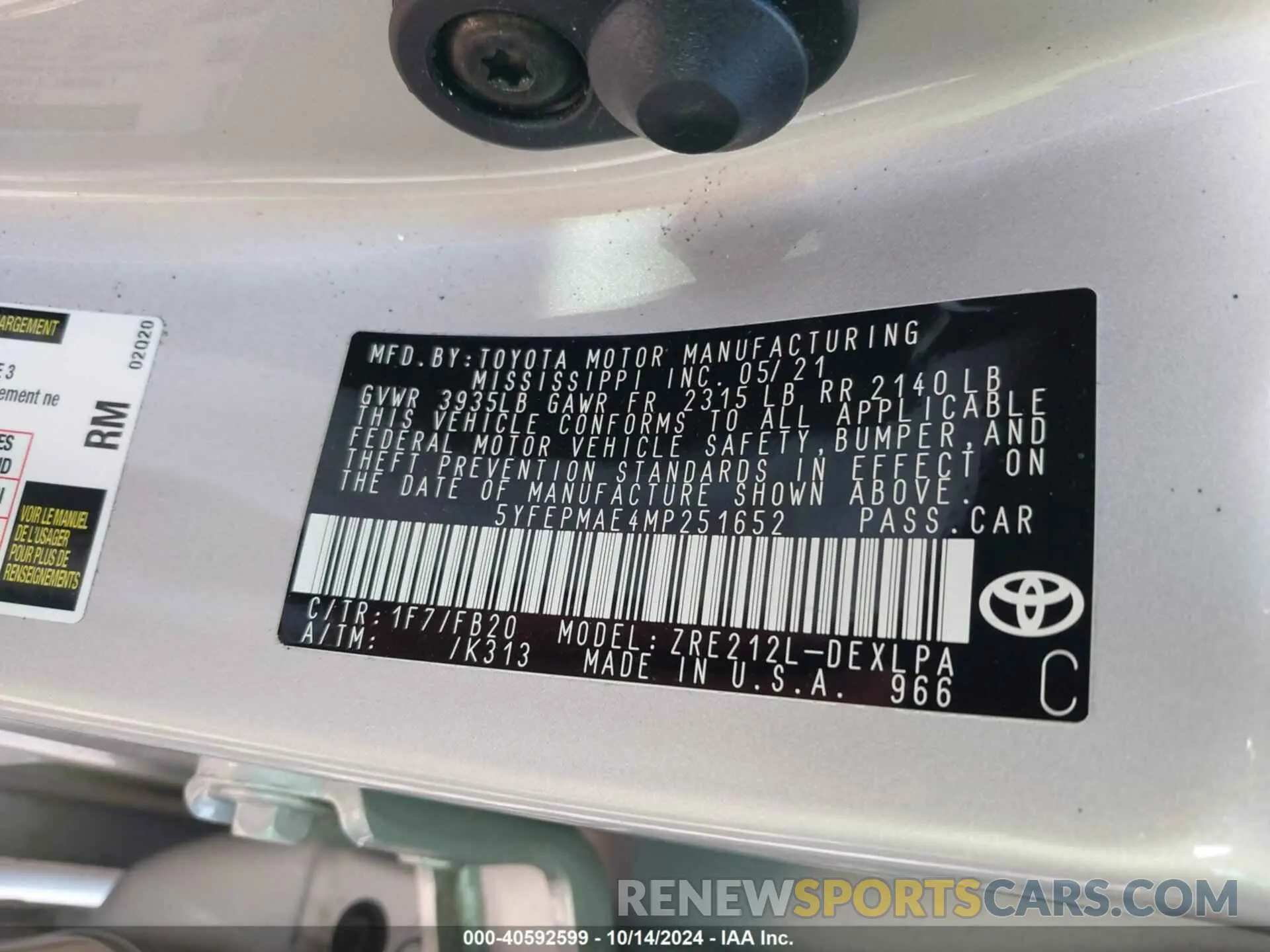 9 Photograph of a damaged car 5YFEPMAE4MP251652 TOYOTA COROLLA 2021