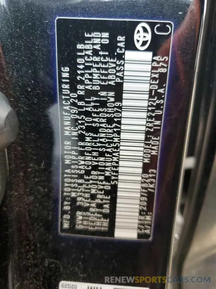 15 Photograph of a damaged car 5YFEPMAE5MP171079 TOYOTA COROLLA 2021