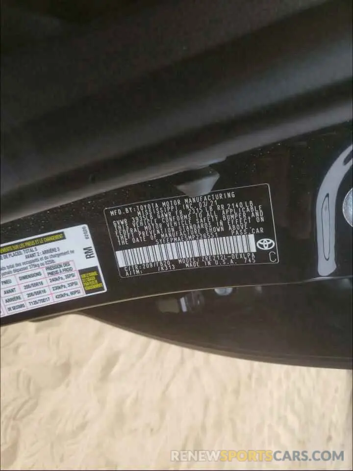 10 Photograph of a damaged car 5YFEPMAE5MP226551 TOYOTA COROLLA 2021