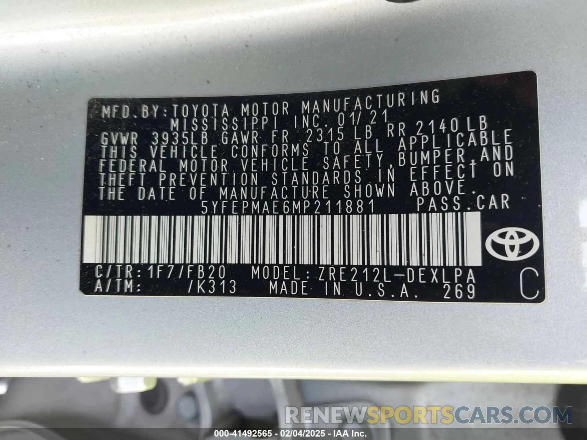 9 Photograph of a damaged car 5YFEPMAE6MP211881 TOYOTA COROLLA 2021