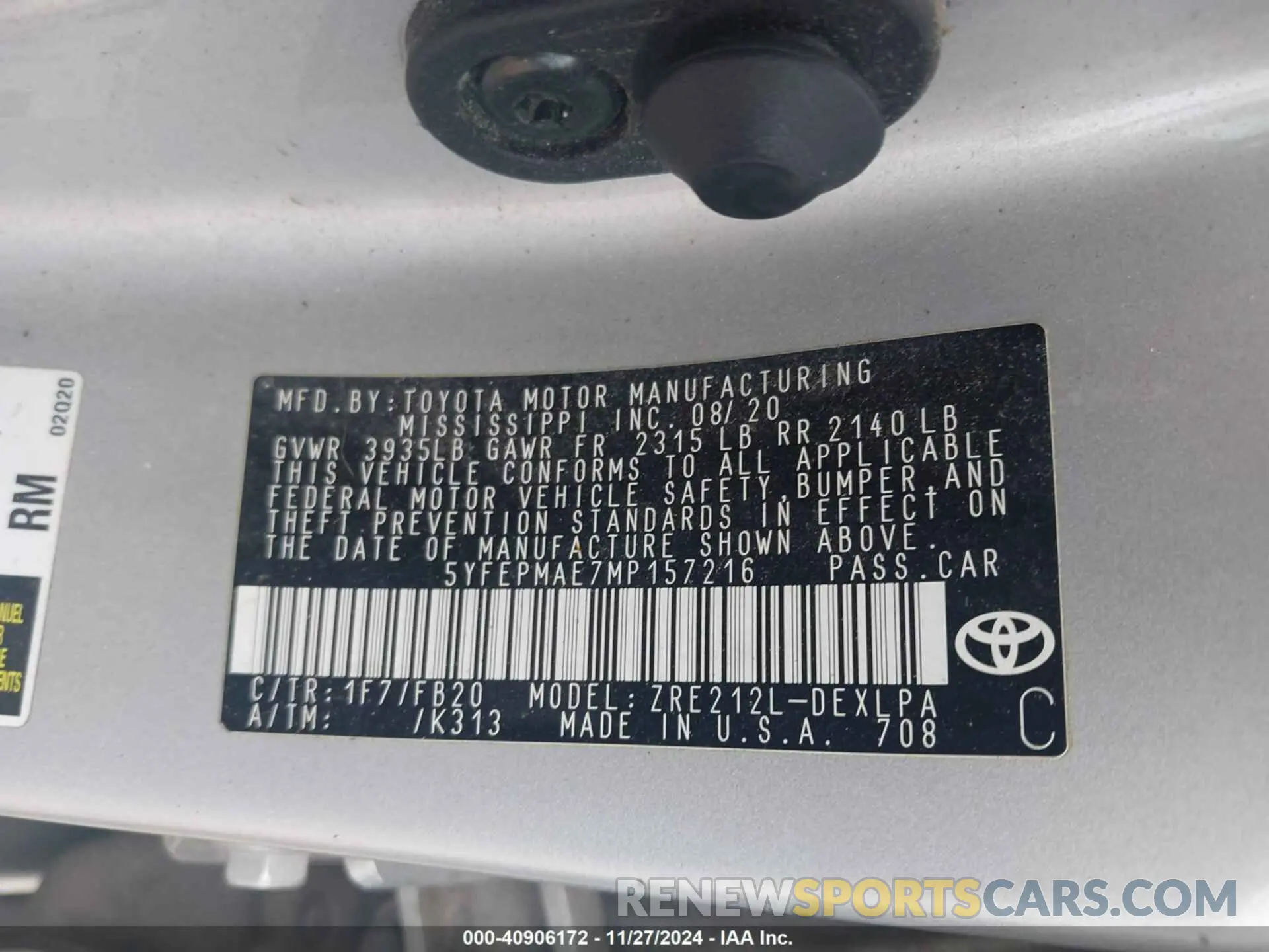 9 Photograph of a damaged car 5YFEPMAE7MP157216 TOYOTA COROLLA 2021