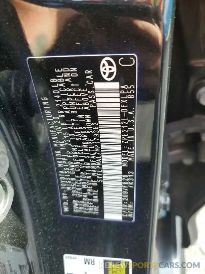 12 Photograph of a damaged car 5YFEPMAE7MP179362 TOYOTA COROLLA 2021