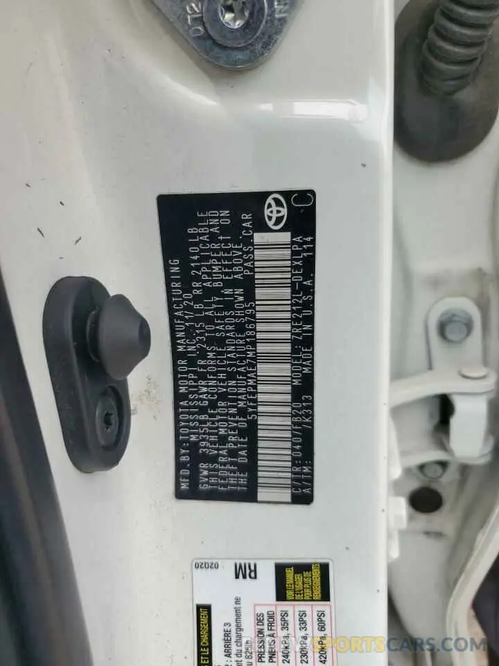 14 Photograph of a damaged car 5YFEPMAE7MP186795 TOYOTA COROLLA 2021