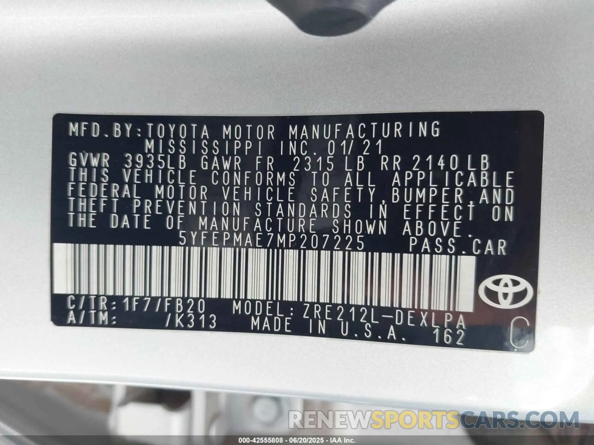 9 Photograph of a damaged car 5YFEPMAE7MP207225 TOYOTA COROLLA 2021