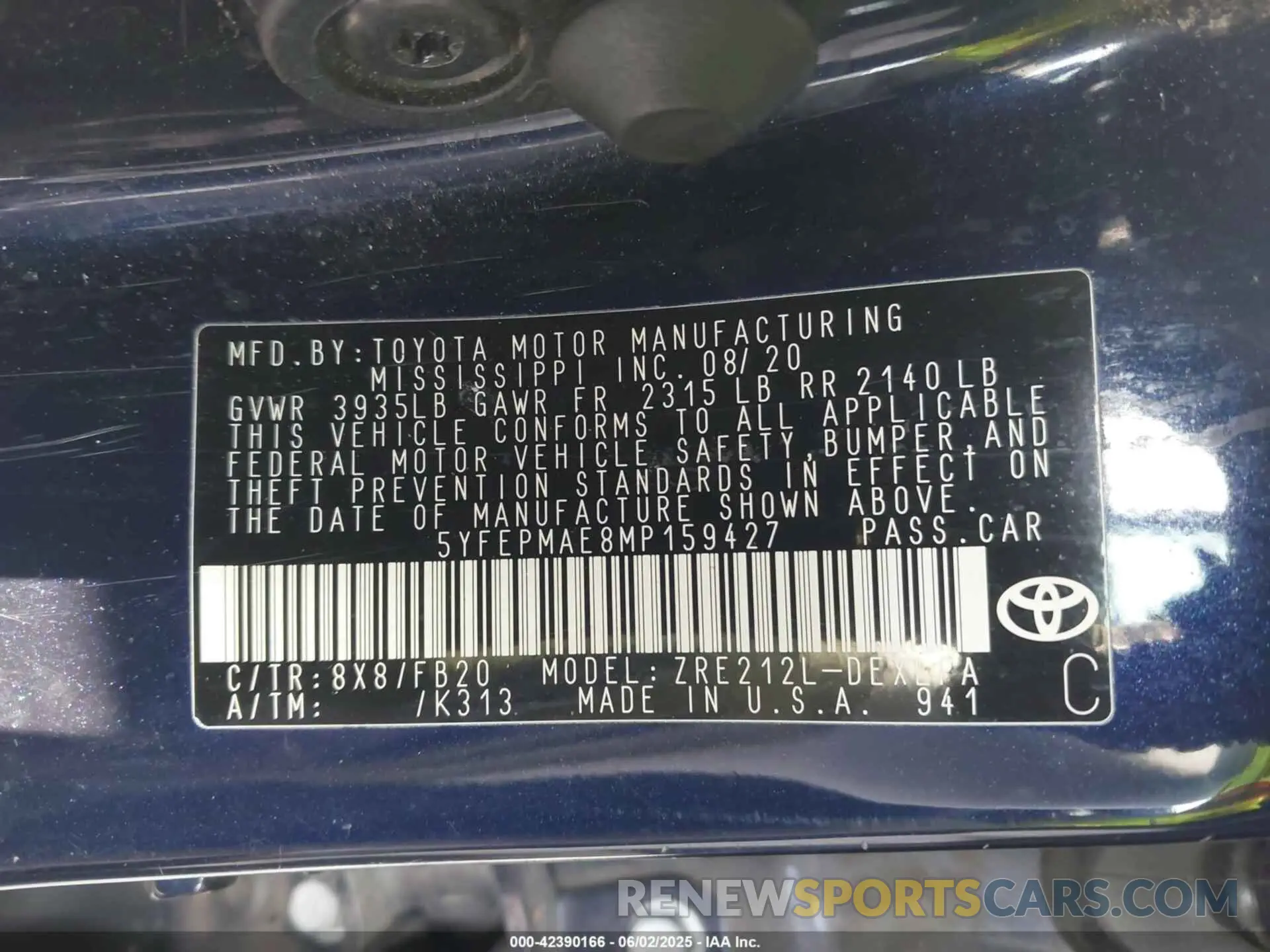 9 Photograph of a damaged car 5YFEPMAE8MP159427 TOYOTA COROLLA 2021