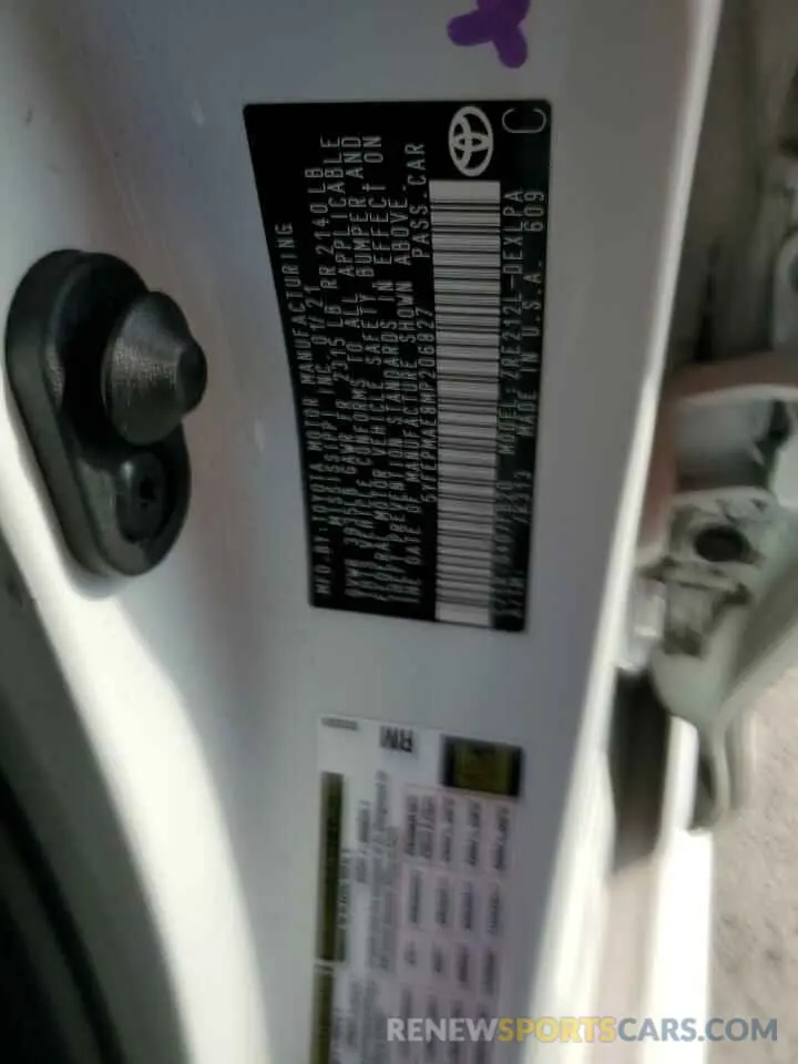 12 Photograph of a damaged car 5YFEPMAE8MP206827 TOYOTA COROLLA 2021