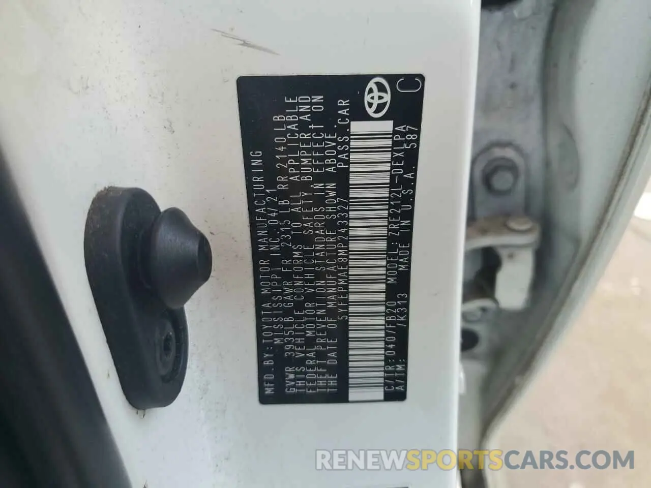 12 Photograph of a damaged car 5YFEPMAE8MP243327 TOYOTA COROLLA 2021