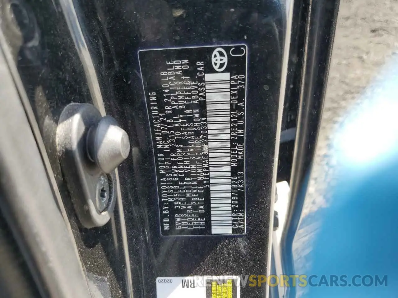 12 Photograph of a damaged car 5YFEPMAE8MP270334 TOYOTA COROLLA 2021