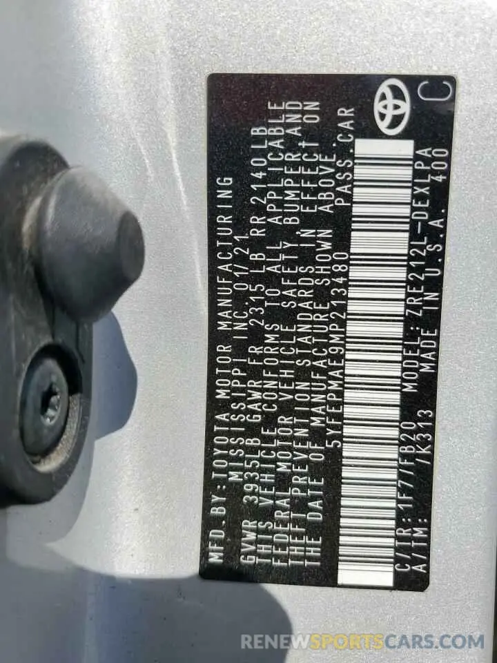 15 Photograph of a damaged car 5YFEPMAE9MP213480 TOYOTA COROLLA 2021
