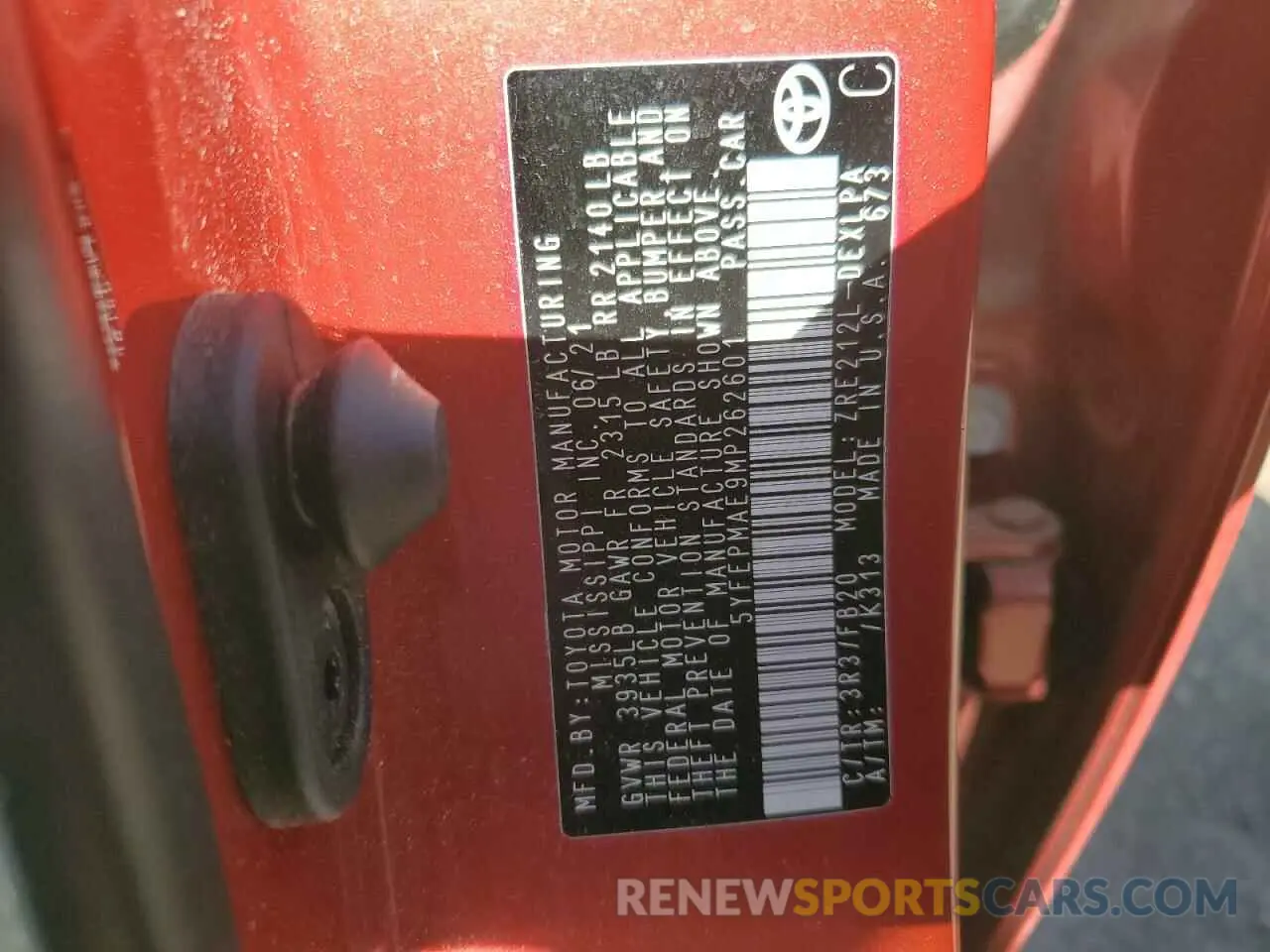 12 Photograph of a damaged car 5YFEPMAE9MP262601 TOYOTA COROLLA 2021