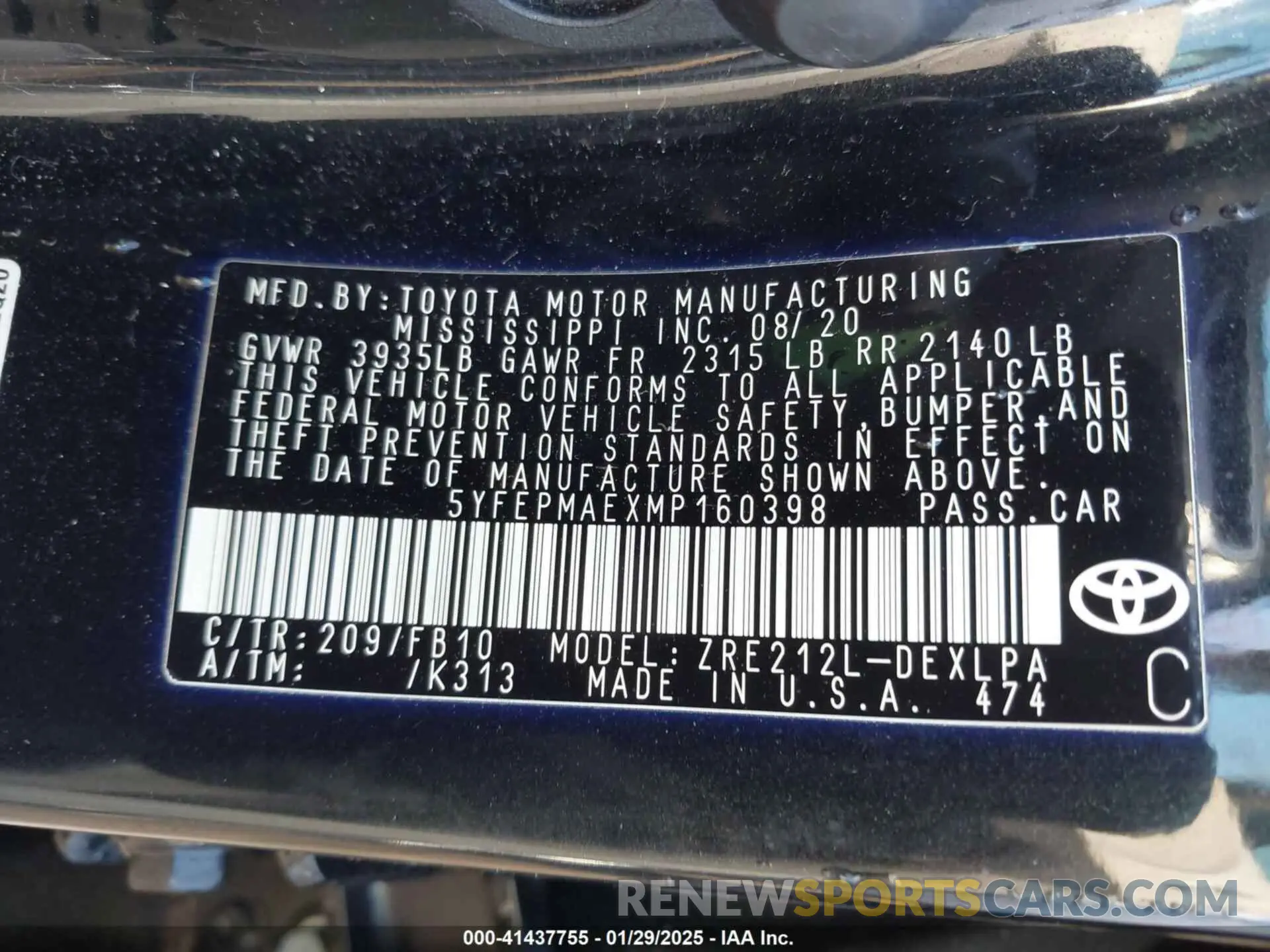 9 Photograph of a damaged car 5YFEPMAEXMP160398 TOYOTA COROLLA 2021