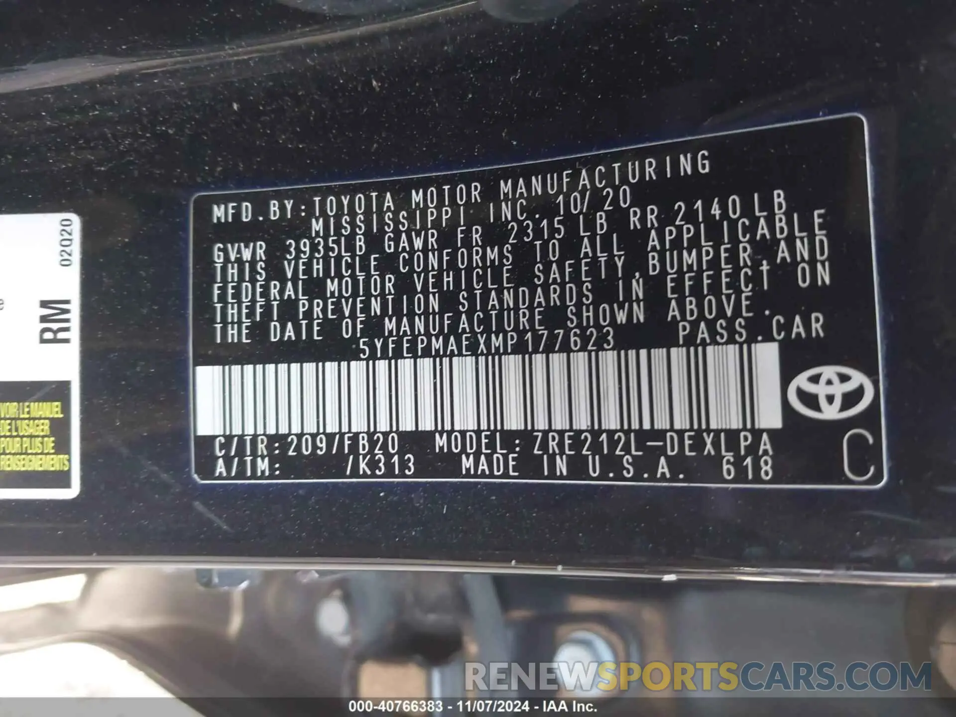 9 Photograph of a damaged car 5YFEPMAEXMP177623 TOYOTA COROLLA 2021