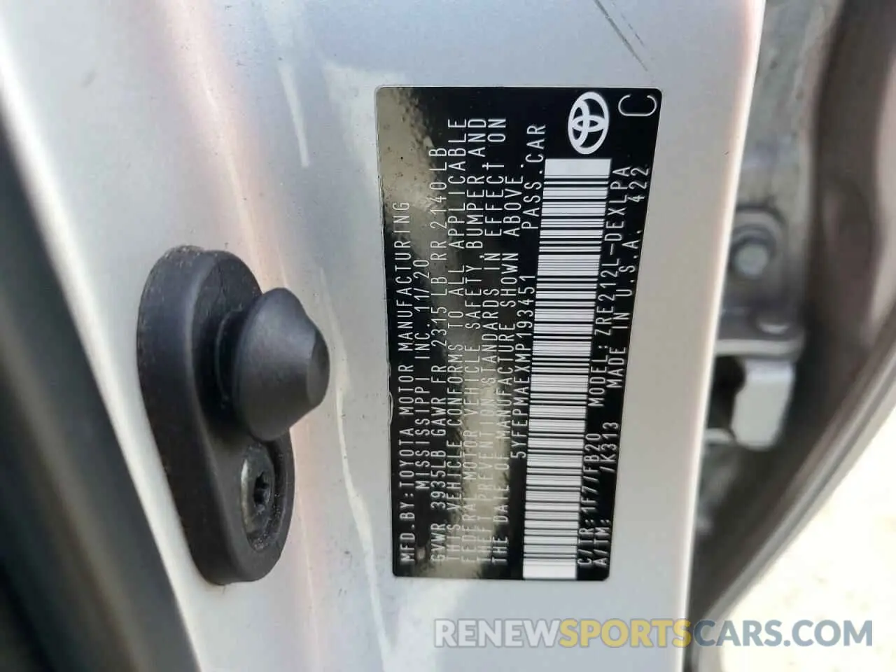 12 Photograph of a damaged car 5YFEPMAEXMP193451 TOYOTA COROLLA 2021
