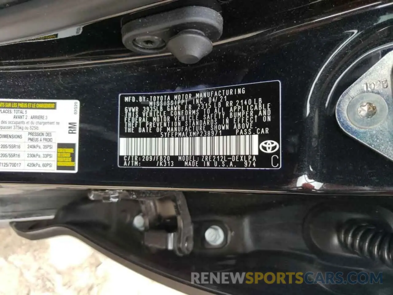 10 Photograph of a damaged car 5YFEPMAEXMP238971 TOYOTA COROLLA 2021