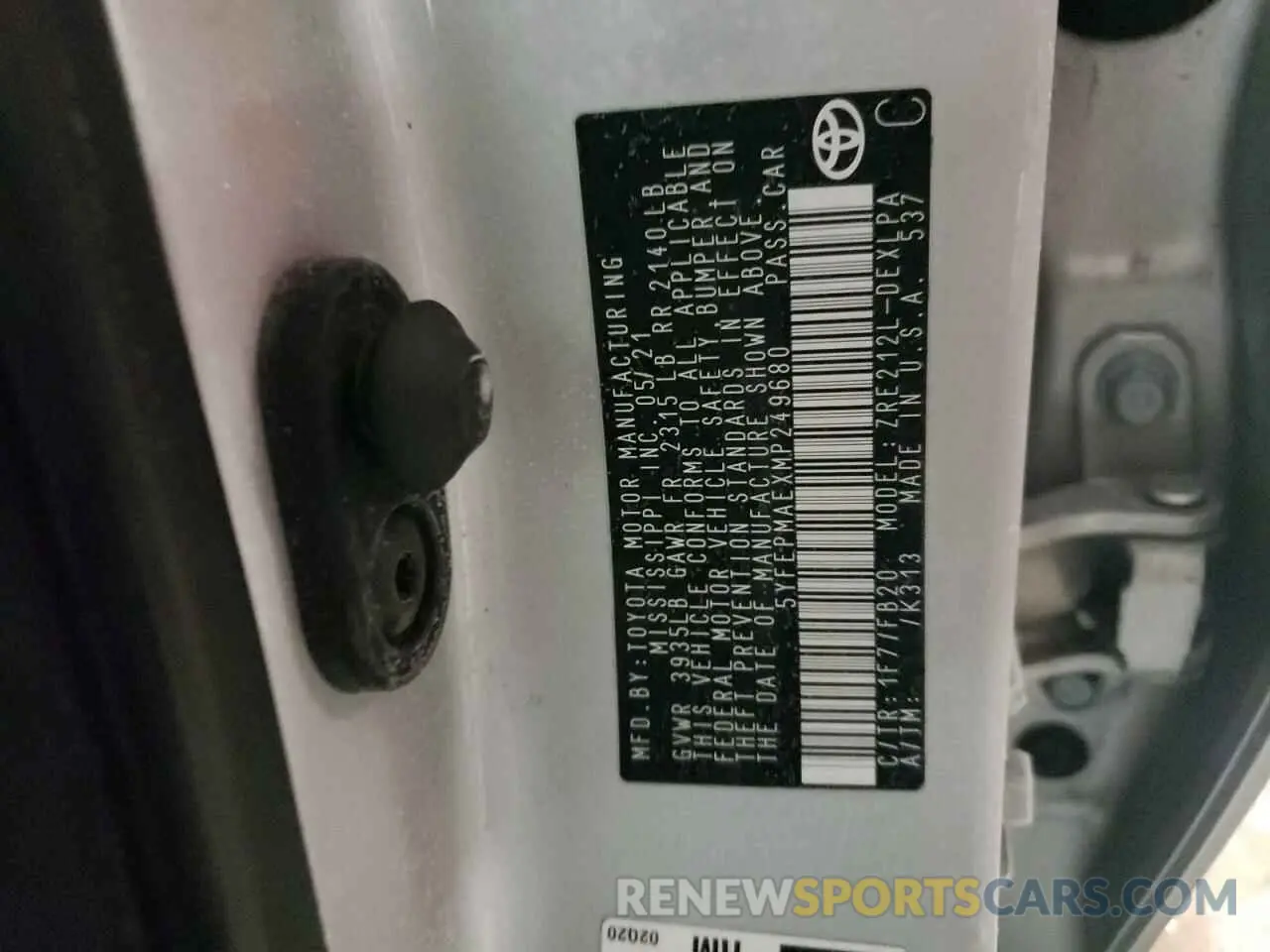 12 Photograph of a damaged car 5YFEPMAEXMP249680 TOYOTA COROLLA 2021