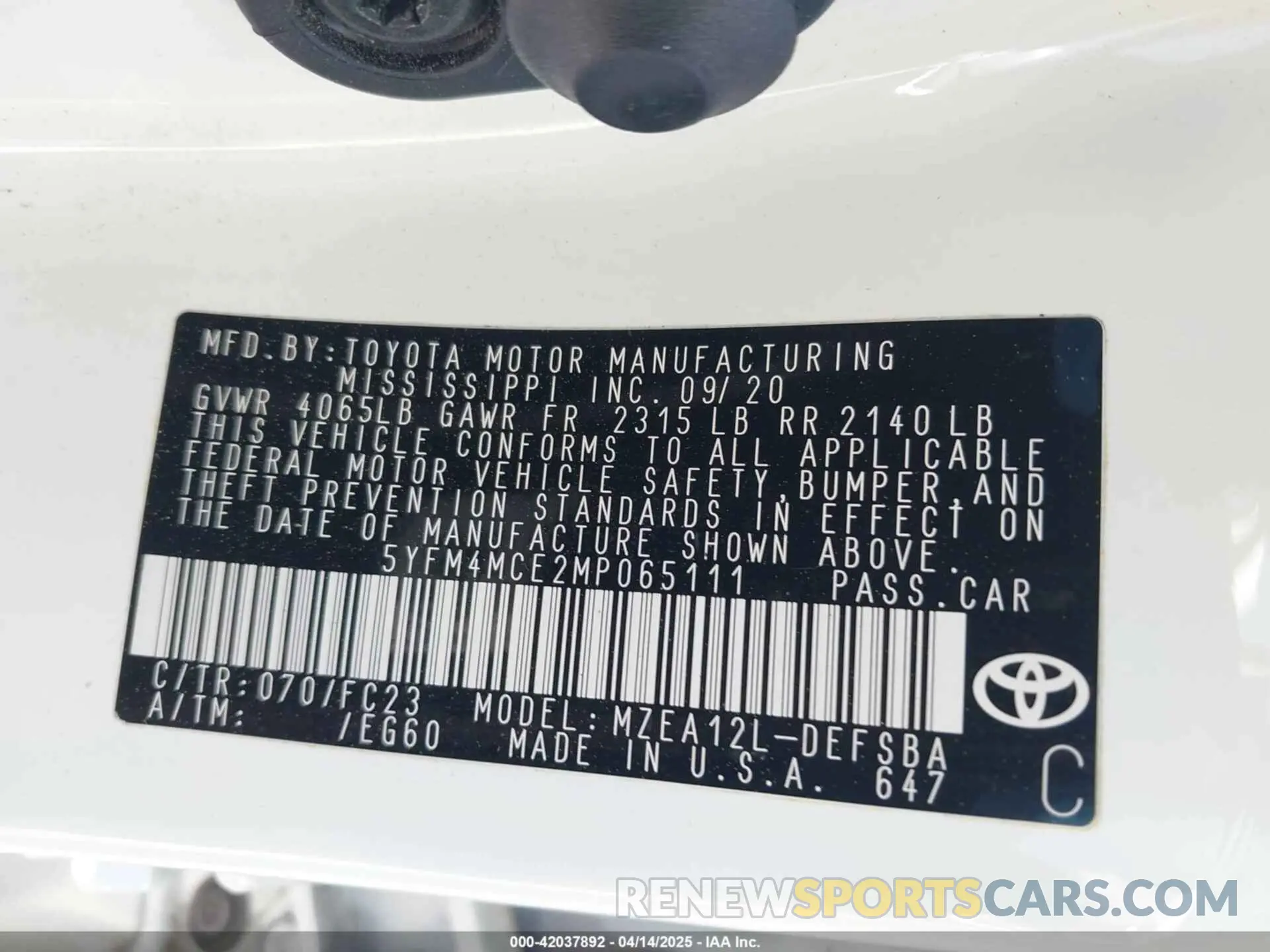 9 Photograph of a damaged car 5YFM4MCE2MP065111 TOYOTA COROLLA 2021