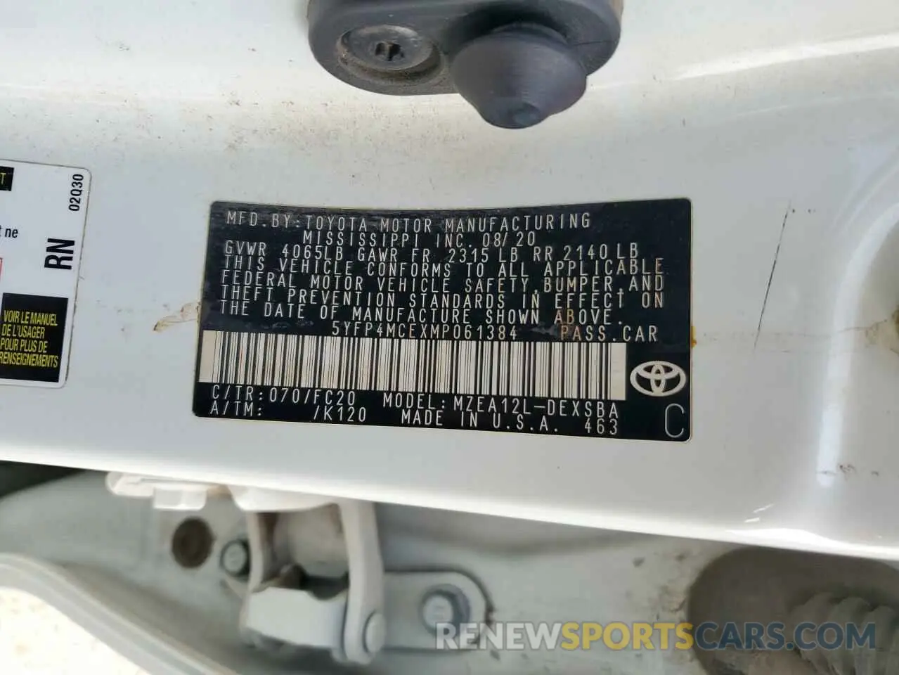 13 Photograph of a damaged car 5YFP4MCEXMP061384 TOYOTA COROLLA 2021