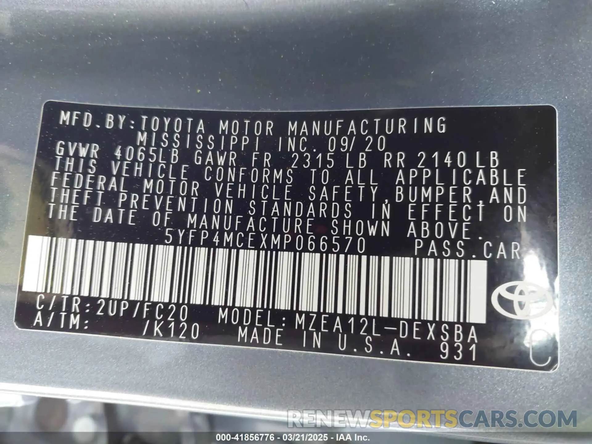 9 Photograph of a damaged car 5YFP4MCEXMP066570 TOYOTA COROLLA 2021