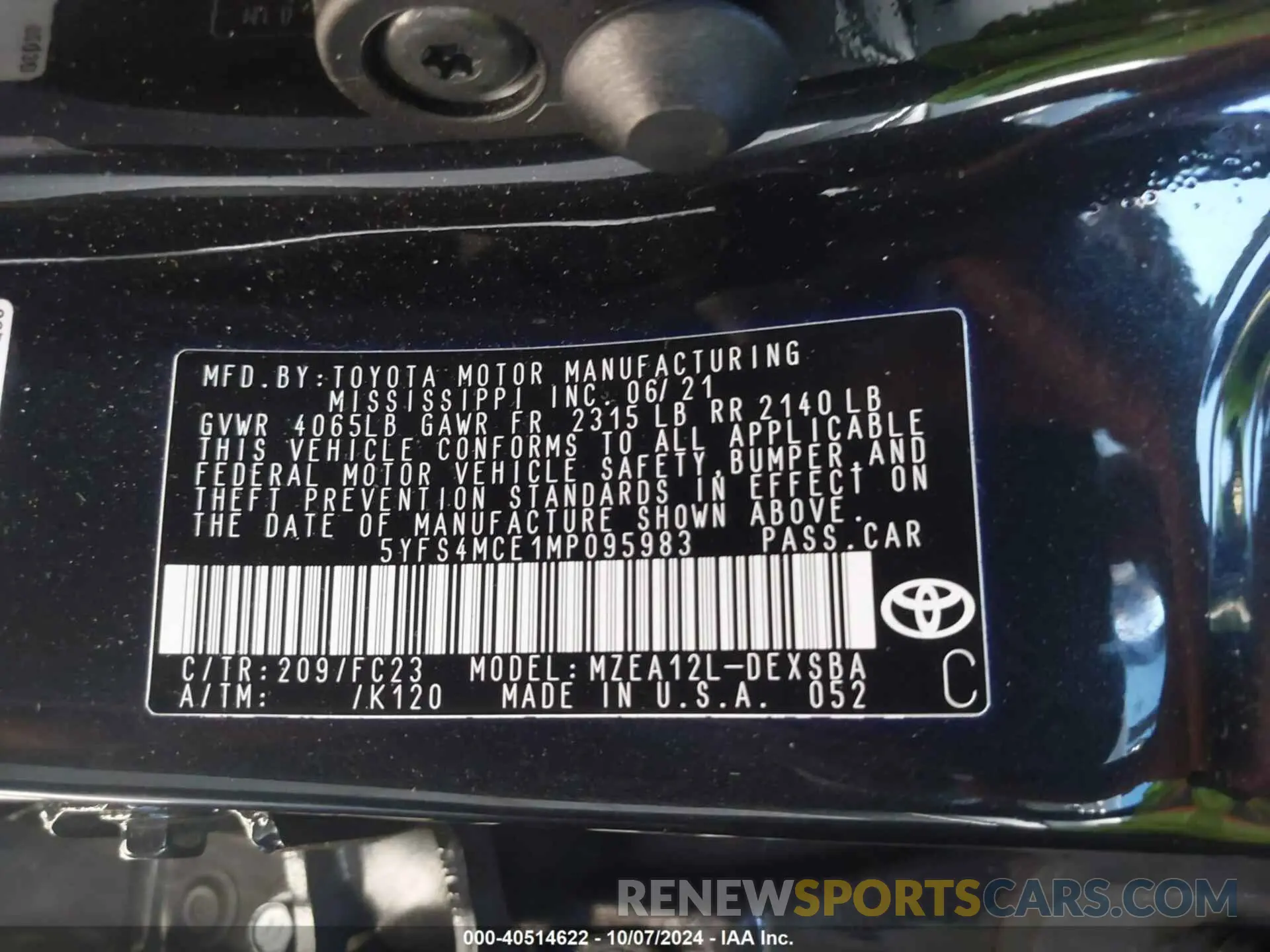 9 Photograph of a damaged car 5YFS4MCE1MP095983 TOYOTA COROLLA 2021