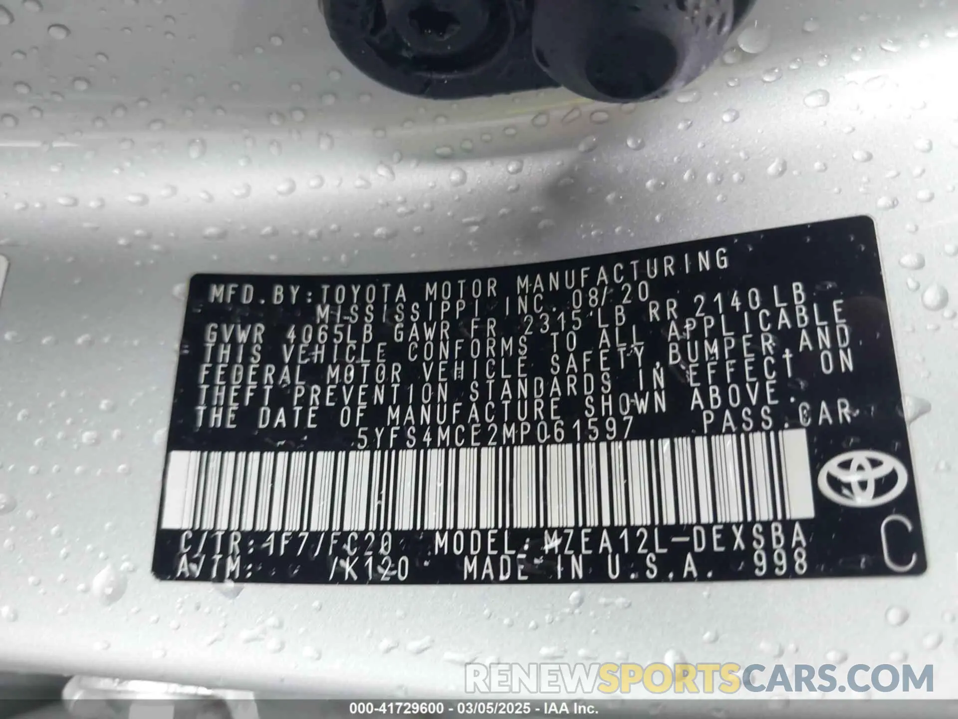 9 Photograph of a damaged car 5YFS4MCE2MP061597 TOYOTA COROLLA 2021