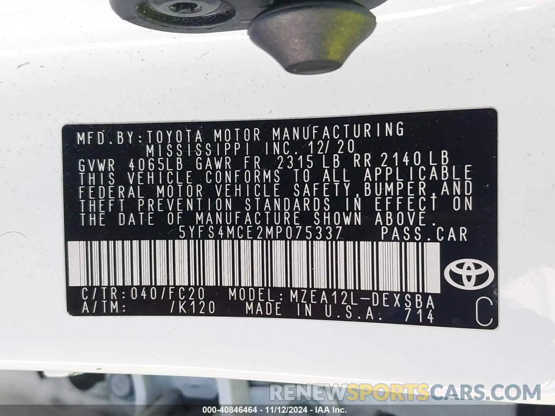 9 Photograph of a damaged car 5YFS4MCE2MP075337 TOYOTA COROLLA 2021