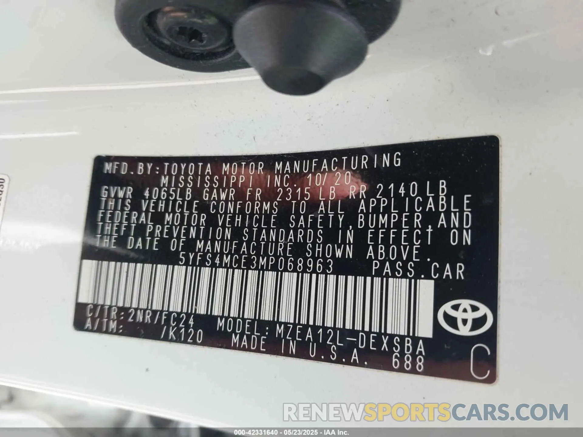 9 Photograph of a damaged car 5YFS4MCE3MP068963 TOYOTA COROLLA 2021